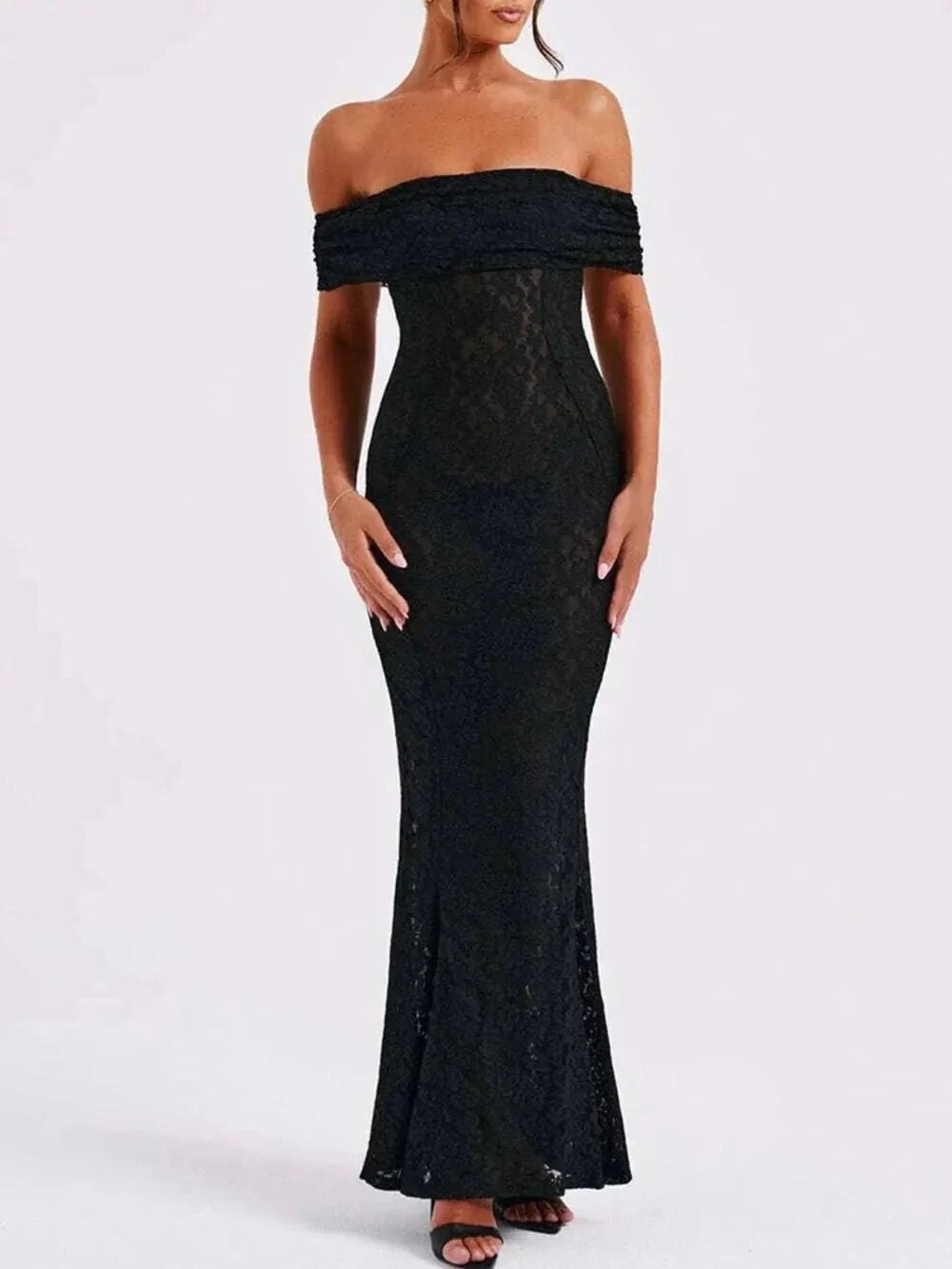 Devine Lace Off-Shoulder Maxi Dress